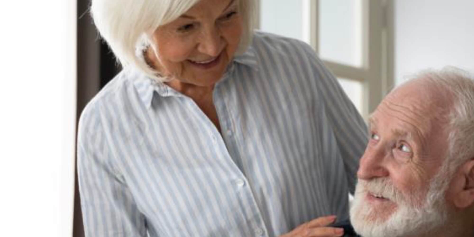 Image showing an elderly couple looking lovingly at each other